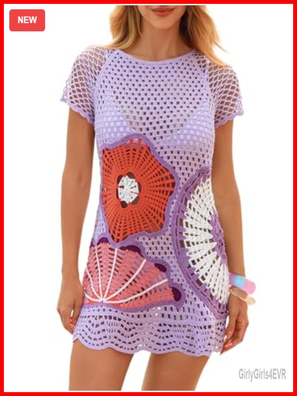 Women's 3D Mandala Floral Crochet Beach Cover Up Swimwear